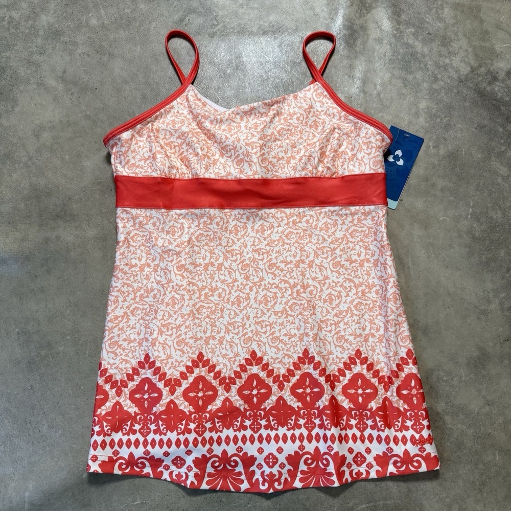 Reebok Tank Top Womens Size M Orange Apricot Paisley Flow Cami Tunic